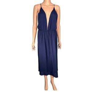 True Decadence Navy Blue Plunging V-Neck Open Back Midi Dress Size 16